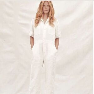 NWT Christy Dawn Penny Linen Blend Painters Jumpsuit Pants